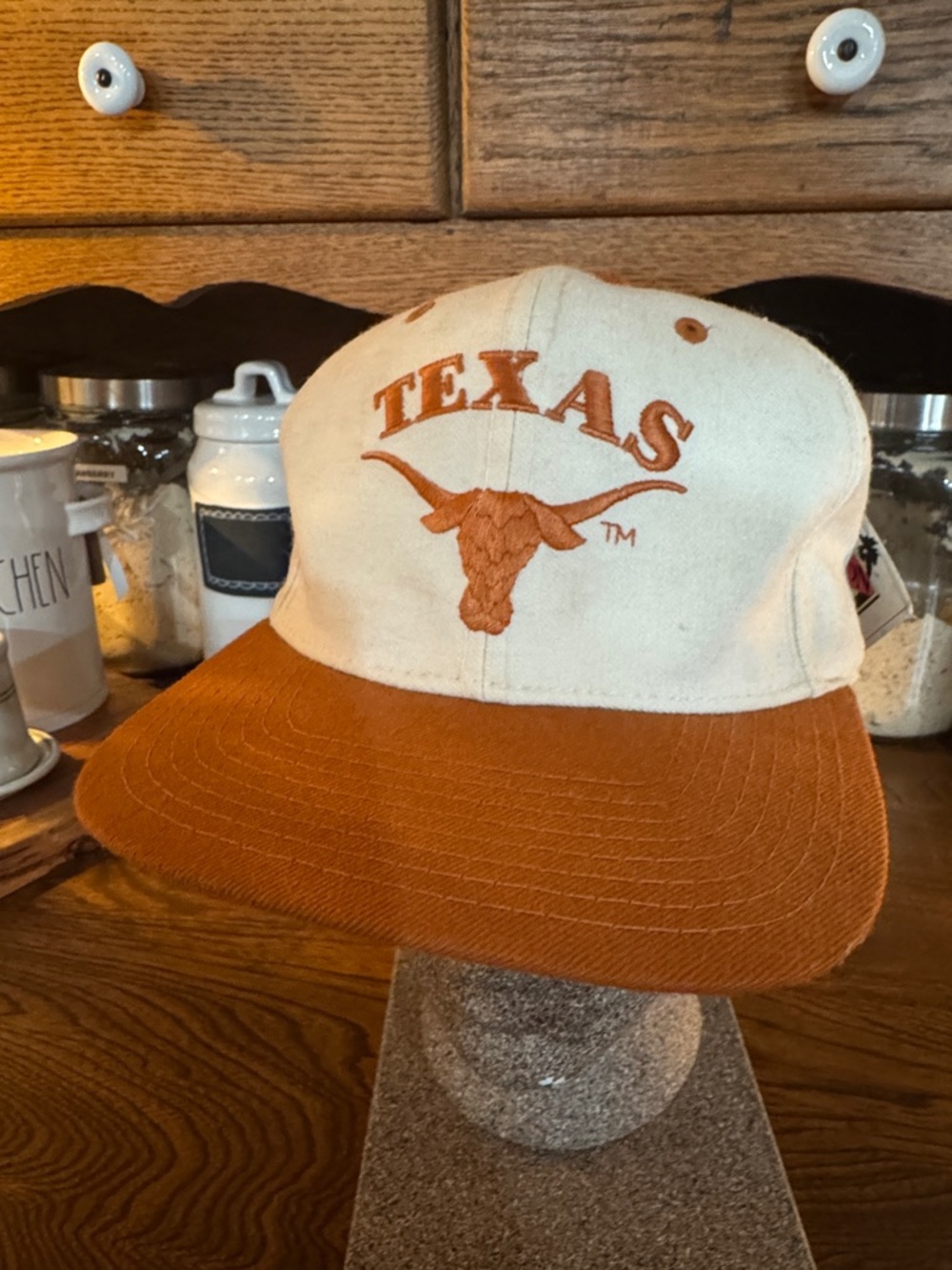 🆕 Sz 7 New Era Texas Longhorns Baseball Cap Wool/Acrylic Made in Korea